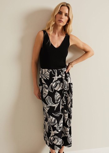 Phase Eight Ayana Printed Skirts Black/White USA | 7039865-TJ